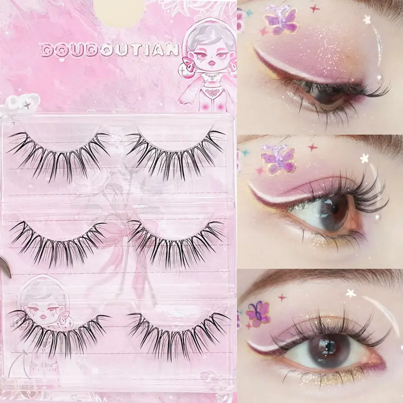 Doudoutian Korean Girl Group U Shape Individual Lashes Clear Band Natural Realistic Divine Beauty Eye Lashes — image 2