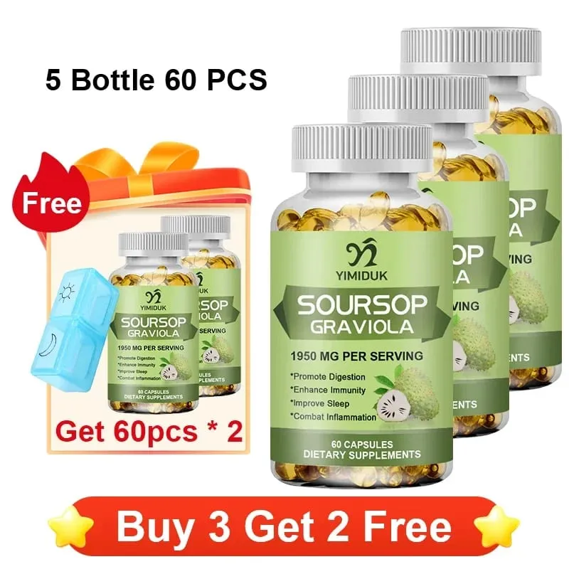 Sinusuportahan ng Soursop Graviola 1950mg Capsules ang Healthy Immune System Digestion Mas mahusay na pagtulog at Natural na Antioxidant Activity — image 10
