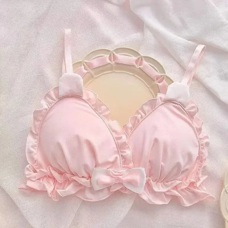 Little White Rabbit Ears Girls Underwear Japanese Girls Pure Desire Small Chest Thin Bra Without Underwire