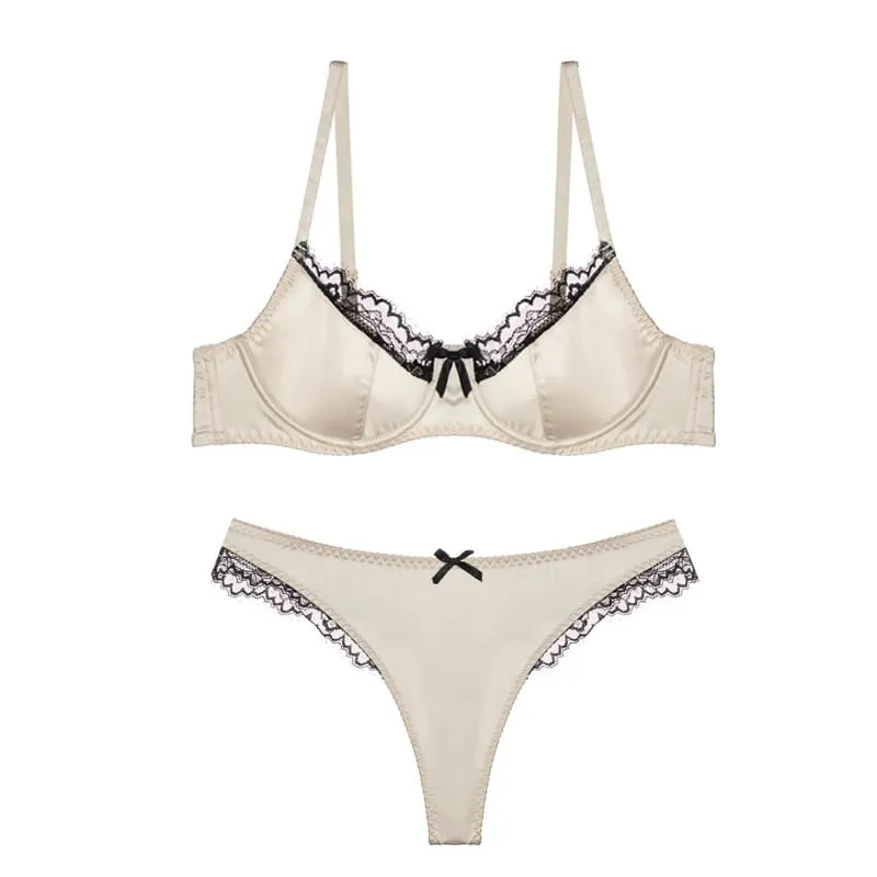 Elegant Red Satin Lingerie Set Zodiac Inspired Bra Small Chest Push Up Gathers Anti Sagging Sensual Lace Bralette Women Tushy — image 12