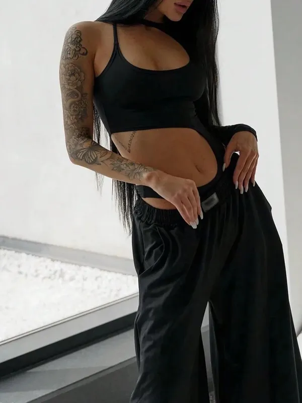 2026 Summer New Slim Fit and Slimming Long Sleeved Jumpsuit Spicy Girl Sexy Hollow Neck Jumpsuit for Women — image 3