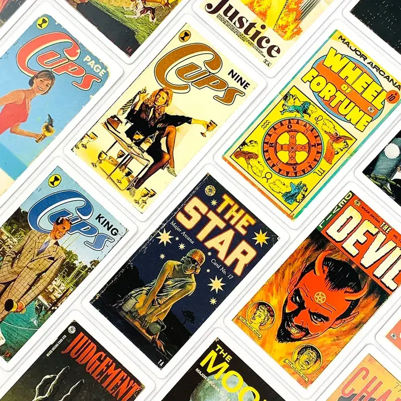 12×7cm The Pulp Tarot Cards 78 Cards Magazines Themed Tarot Card Deck With Guide Book For Beginners Divination & Party Games — image 5