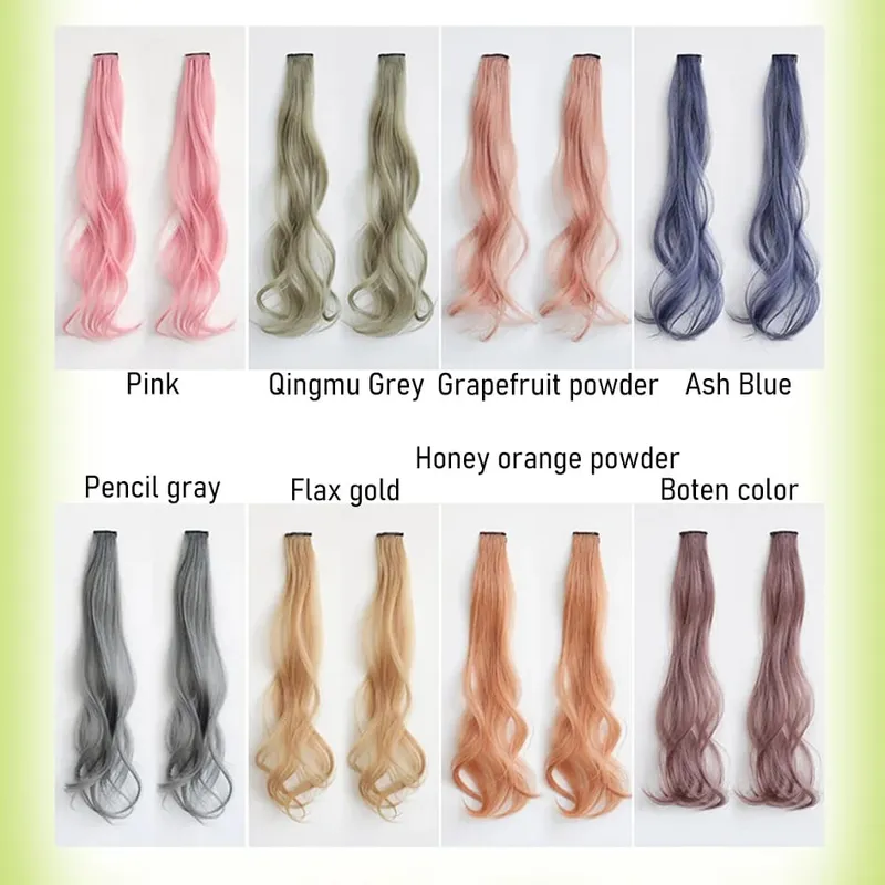 Synthetic 2 Pieces/Set 50cm Colored Curly Hair Extensions Water Wave Pink/Blue/Purple Halloween/Christmas Wig — image 2