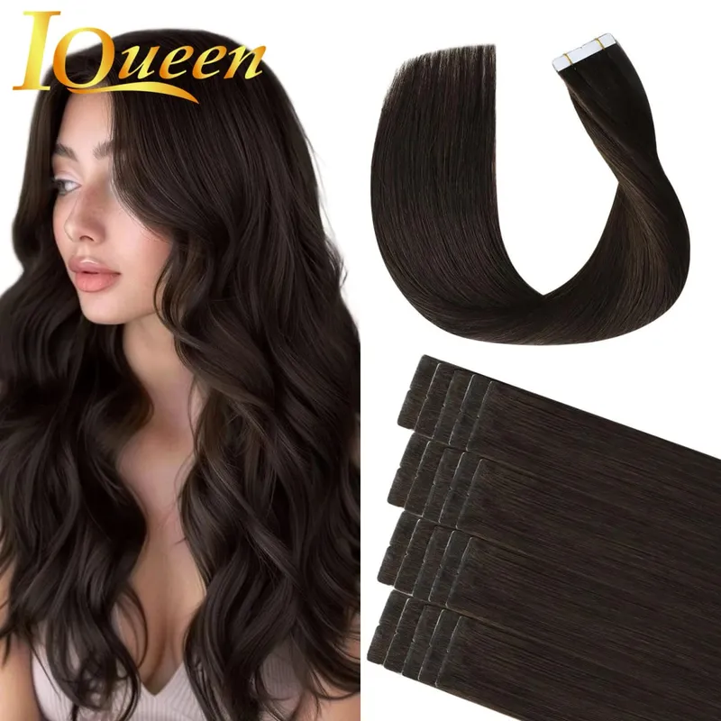 #2 Bone Straight Tape In Human Hair Extensions Dark Brown Brazilian Hair Invisible Tape In Hair Extensions 50g/20pcs For Women — image 1