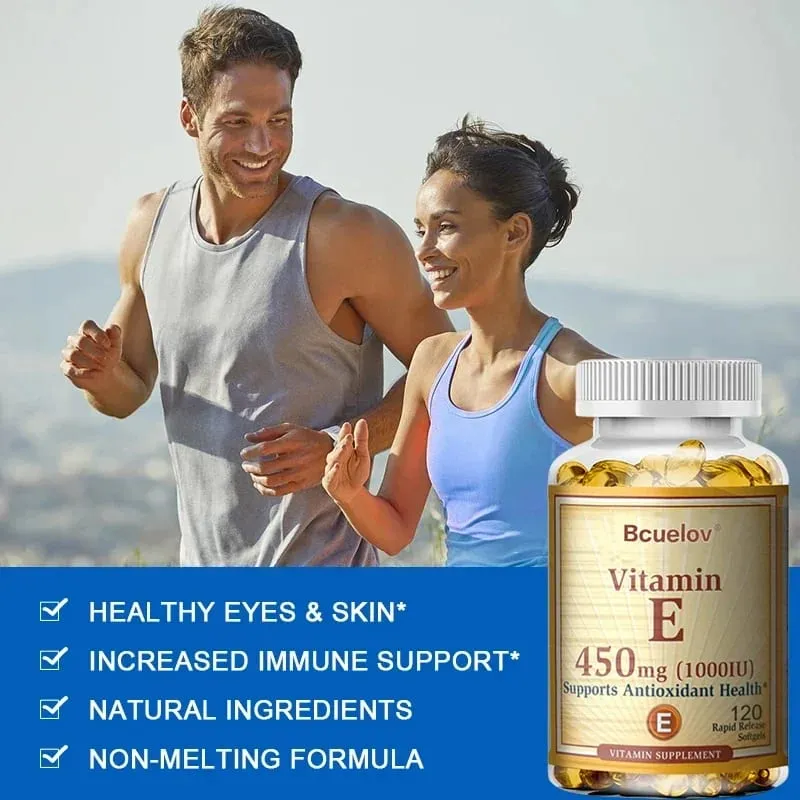 Bcuelov Vitamin E 450MG (1000 IU) Mixed Sinusuportahan ang Immune System at Skin Nutrition - Natural Antioxidant - Gluten at Dairy Free — image 5