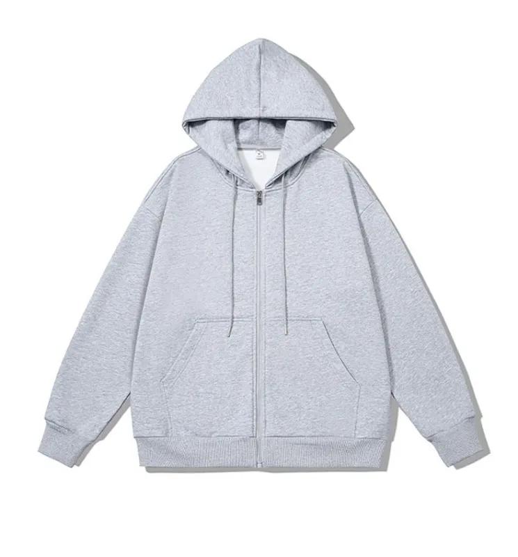 Moletom masculino de manga comprida com zíper, moda outono inverno casual solto ajuste moletom roupa esportiva masculina — image 6
