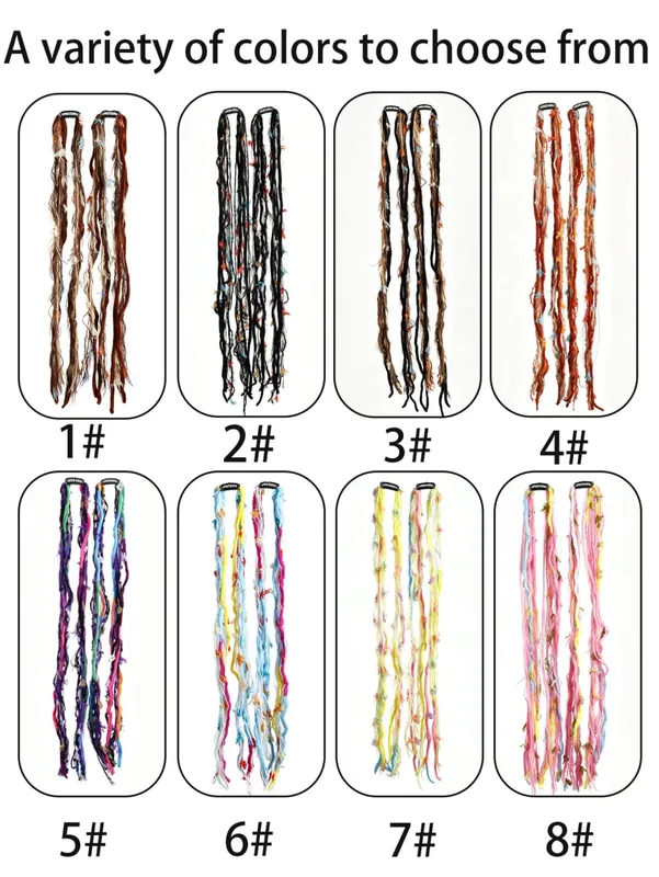 Colorful Hand Woven Braiding Extensions Hair Clip In Synthetic Wig Dreadlock Hair Pieces Hair Accessories for Women Daily Party