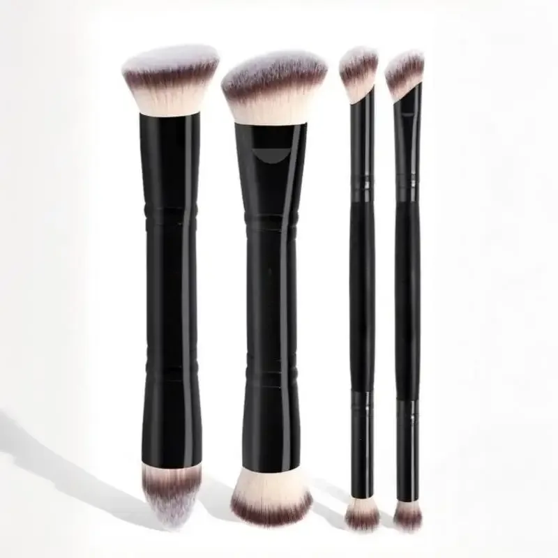 4Pcs Non-shedding Dual Ended Cosmetic Brushes Foundation Blush Concealer Loose Powder Makeup Brush Set