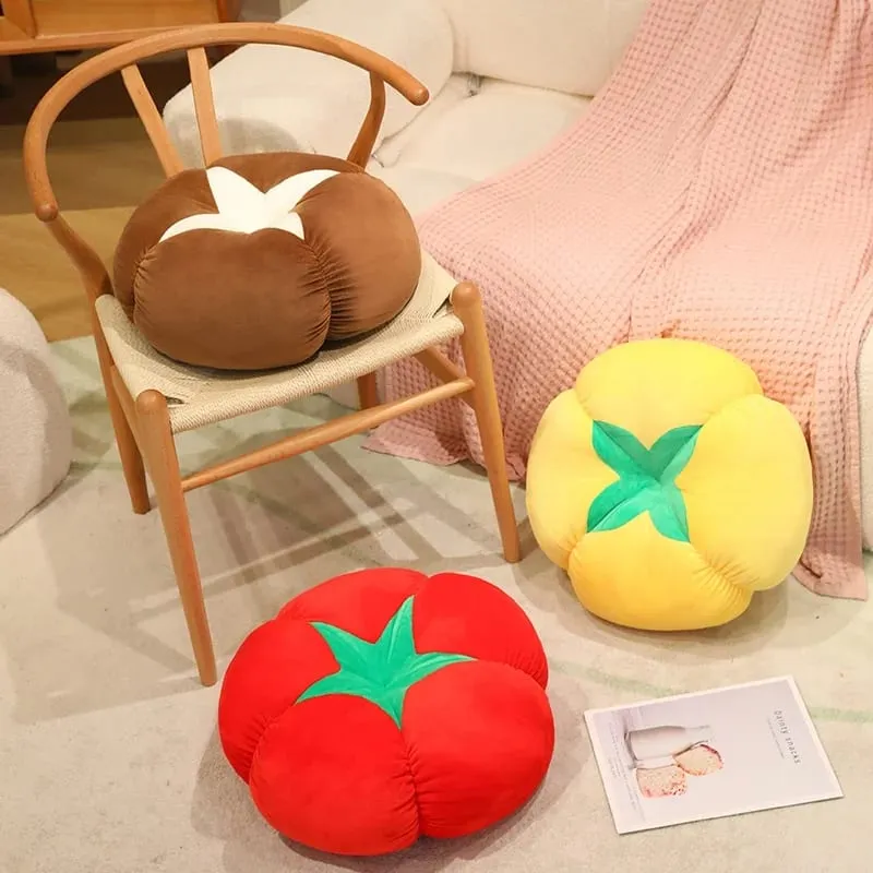 Kawaii Simülasyon Sebze Meyve Peluş Yastık Trabzon Hurması Shiitake Mantar Domates Yumuşak Dekor Yastık Yatak Odası Kanepe Hediye — image 5