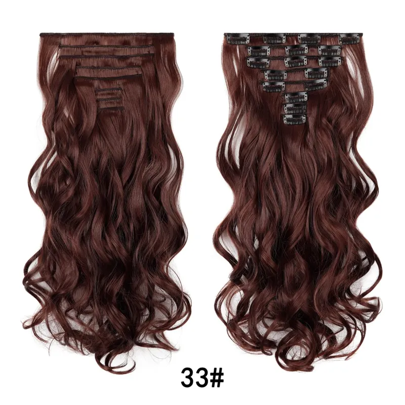 8Pcs Wavy Clip-In Hair Extensions Set 17Clips Matte Synthetic Full Head Hairpiece for Women Easy to Install