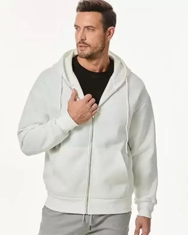 Moletom masculino de manga comprida com zíper, moda outono inverno casual solto ajuste moletom roupa esportiva masculina — image 3