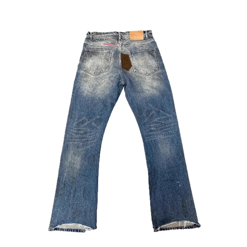 Mens Flared Jeans Harajuku Vintage Washed Denim Pants Distressed Patchwork Corduroy Slim Fit Casual Streetwear Unisex New Spring — image 5