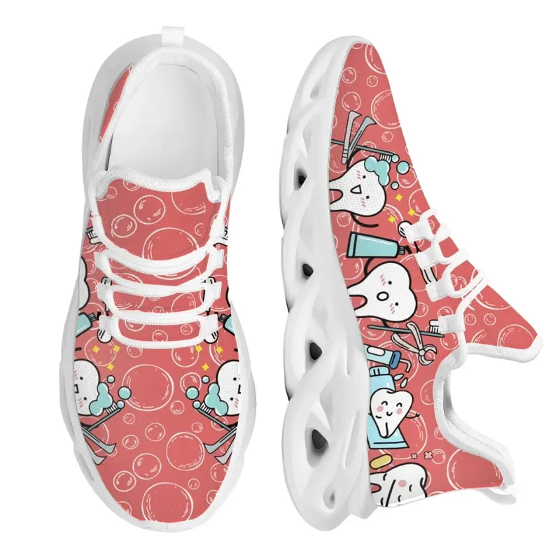 Casual Women's Dental Shoes Funny Teeth Dentist Design Flats Lace-up Sneakers Spring Breathable Beach Walking Shoe New Fashion — image 12