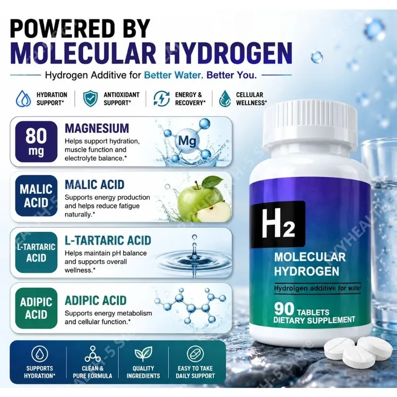 Hydrogen Water Tablets 90 Count Molecular Hydrogen H2 Water Additive with Magnesium for Daily Hydration Support — image 3