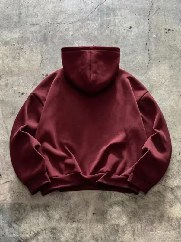 Striped solidcolor mens hooded sweatshirt with fleece forwarmth. Fashionable street casual loosefitting casual sweater with hood — image 7