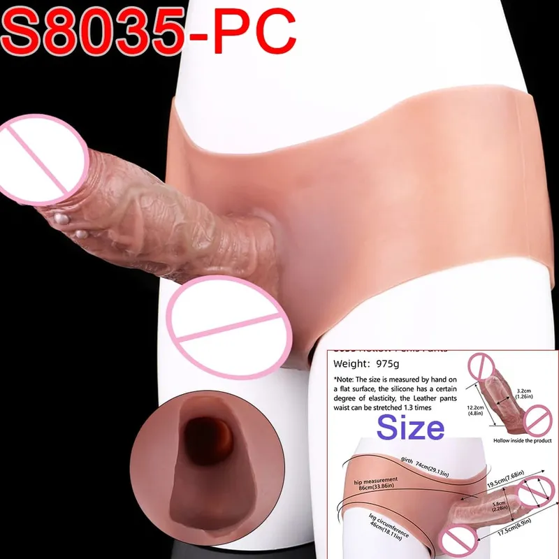 Male Strap-On Long Hollow Dildo Ultra Realistic Penis Extend Sleeve Pants насадка на член Male Cock Cover Sex Toys