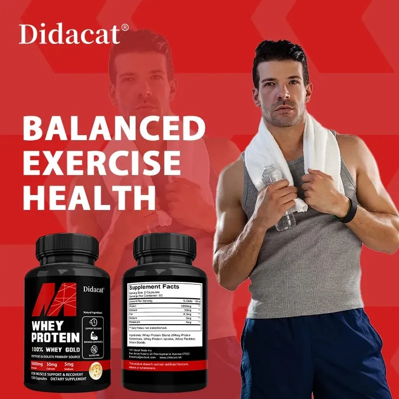 Whey Protein Capsules - Contains 5000mg of Protein - Supports Recovery Balanced Muscle Health Gluten Free NON-GMO — image 5