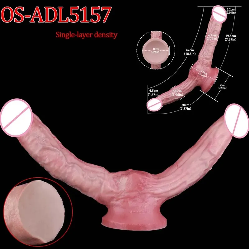 47cm Makatotohanang Mahabang Dildos Double Head Anal Vaginal Stimulator Sex Toy na May Sucker Para sa Lesbian Couples Gay Men Adult Tools — image 9