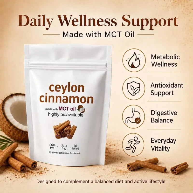 Ceylon Cinnamon 600mg 12-1 Extract Softgels 7200mg Equivalent MCT Oil Highly Bioavailable Daily Dietary Supplement 30 Softgels — image 1