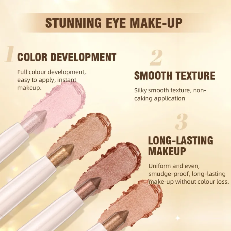 1Pc Shiny Champagne Eyeliner Pencil Glitter Eye Shadow Lying Silkworm Pen Waterproof Beauty Cosmetics Women Makeup — image 5