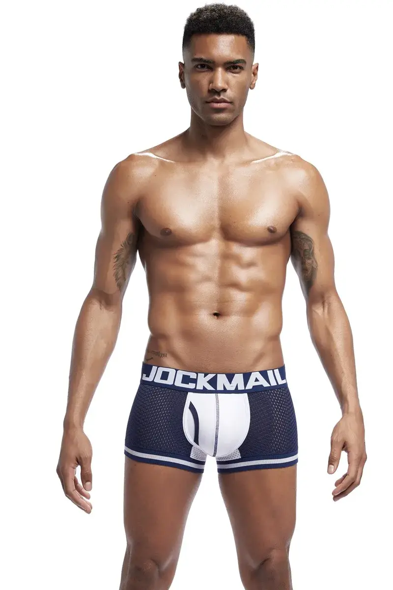 Jockmail 남자 복서 메쉬 속옷 통기성 편안한 부드럽고 편안한 스포츠 반바지 성인 남자 팬티 의류 란제리 — image 16