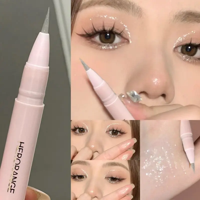 Peach Pink Lying Silkworms Eye Highlighter Liquid Pearly Glitter Shimmer Moisturizing Eyeshadow Brighten Eye Liner Korean Makeup — image 1