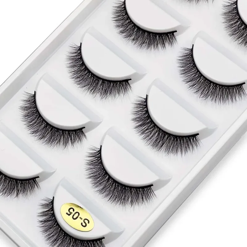 5 Pairs S03 Natural Looking 3D Mink Fake Eyelashes Makeup Tools Fluffy Style Water Mink Fur False Eyelashes for Eye Makeup — image 3