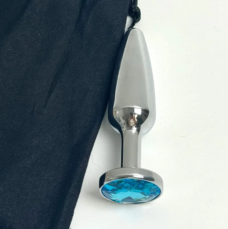Lake Blue Gem Silver Metal Anal Plug Set by Dream Vibe Anal Trainer Kit Prostate Sex Toy Unisex Couple Backdoor Intimate Gift — image 2