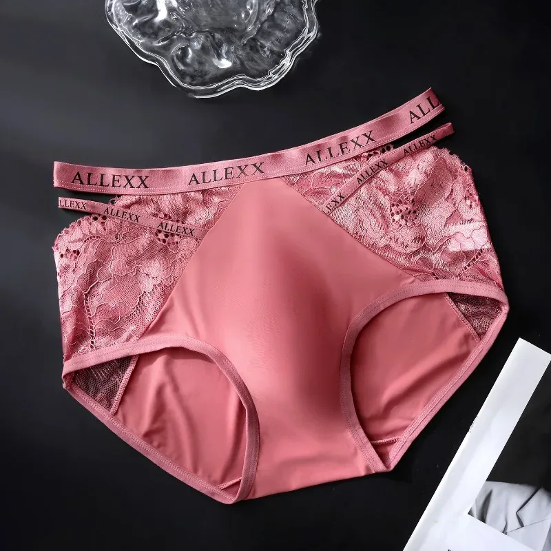 Calcinha feminina para homens sexy renda oco cintura briefs respirável u convexo bolsa underpant macio rendas seda gelo emenda roupa interior — image 7