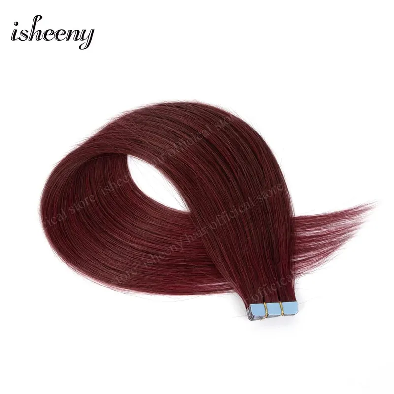 Isheeny 12' 16' 20' Tape In Hair Extensions Invisible Adhesive Tape In Hair Extension 10pcs/pack Pink Purple Blue Colorful Hair — image 15