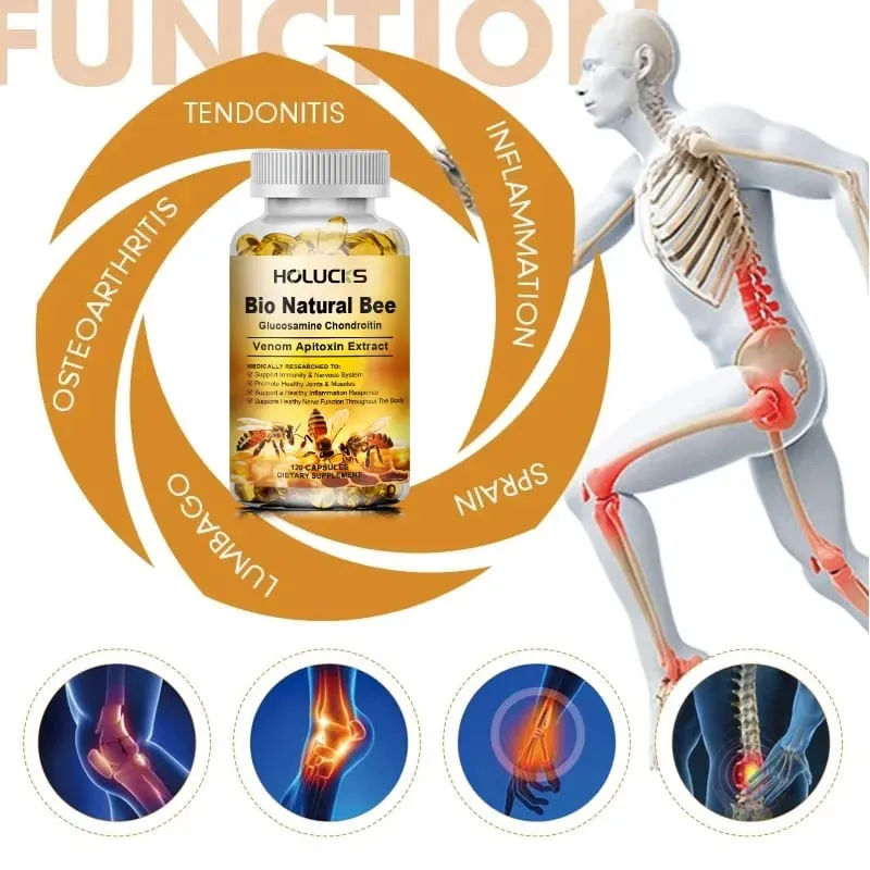 Bio Natural Bee Supplement with Apitoxin & Glucosamine Support Nerve Function Flexibility Alleviate Stiffness Confidence