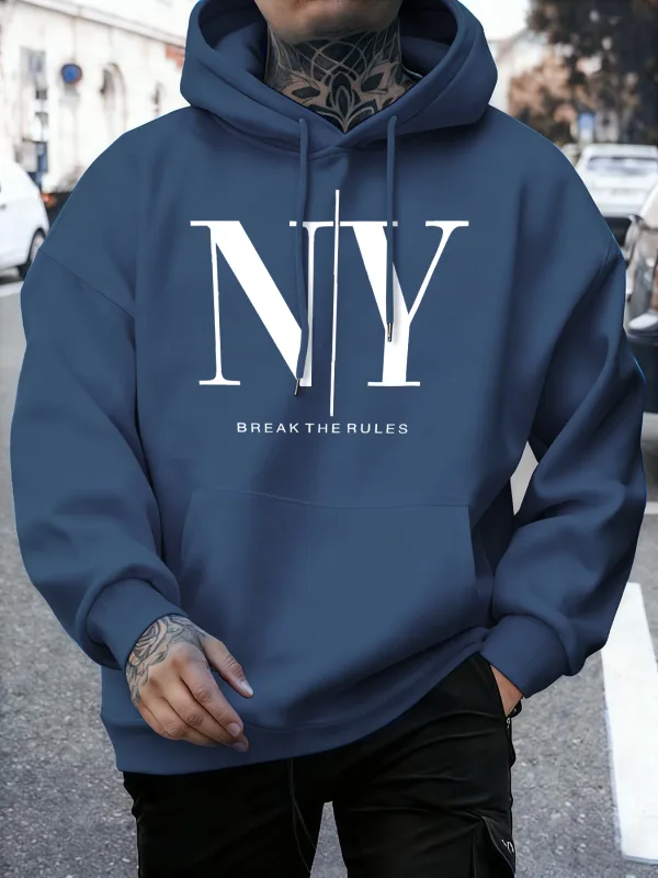 Quebre as regras sim não imprime outono velo sweatshirts masculino macio jogging hoodie rua confortável pullovers esporte solto roupas esportivas — image 2