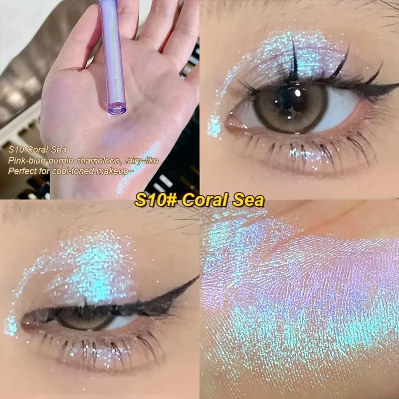 Glitter Highlighter Liquid Eye Shadow Multichrome Shimmer Eyeshadow Chameleon Eye Makeup High Gloss Pearl Shiny Eye Shadow