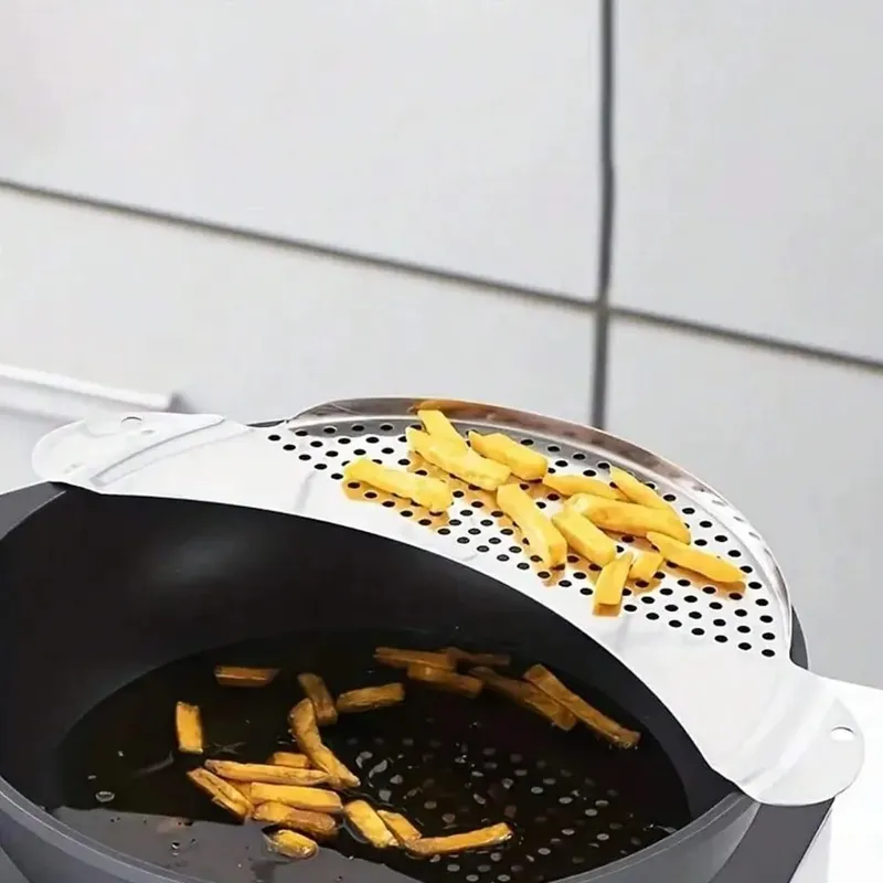 1/2Pcs Pot Strainer Set Stainless Steel Universal Fit Dishwasher Safe Colander for Fruit Veggie Pasta Home Kitchen Cooking — image 5