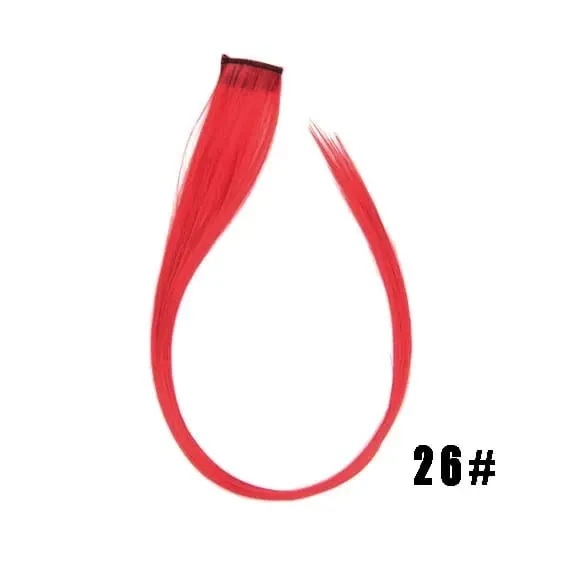 Synthetic Clip-in Hair Extensions 22" Long Colorful Straight Hair Pieces Synthetic Hairpieces for Daily Festival Party