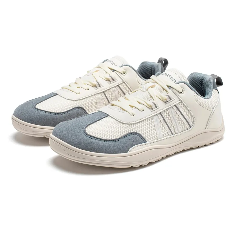 Unisex Wide Toe Shoes Barefoot Zero Drop Minimalist Sneakers Mesh Artificial Leather Patchwork Lace-up Shoes