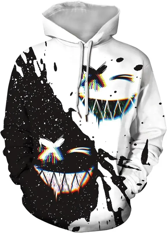 Moletom com capuz gráfico masculino unissex com estampa de novidade, pulôver com padrão 3D com bolso, moletom com capuz gráfico quente de manga comprida Me — image 16