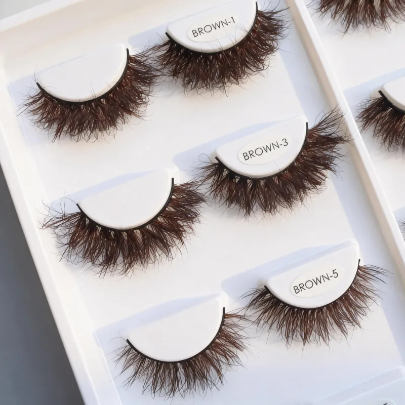 `Dark Brown 3D Mink False Eyelashes Fluffy Wispy Volume Strip Lashes Soft Handmade Brown Mink Lashes Natural Makeup Eye Beauty T — image 5