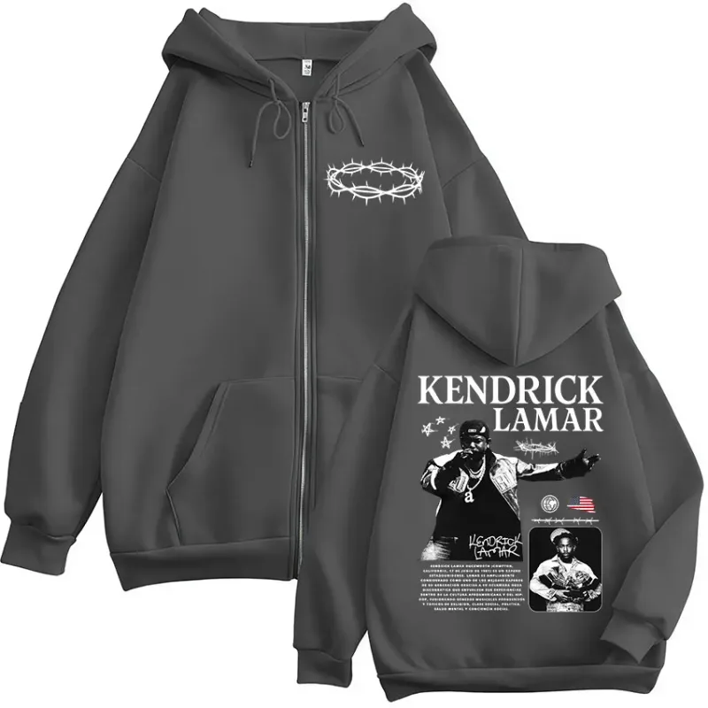 Rapper Kendrick Lamar Eles não gostam de nós Zipper Hoodies Homens Mulheres Roupas Moda Hip Hop Zip Up Moletom Com Capuz Jaqueta Com Capuz — image 5