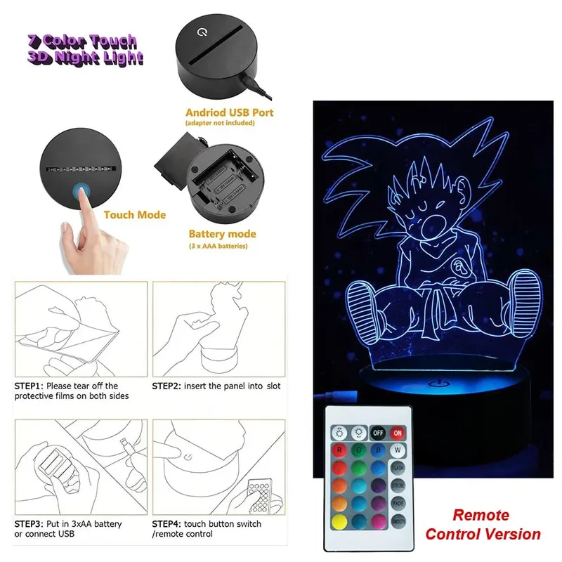 Dragon Ball Z Anime Figures Goku Vegeta Gohan Broly 3D Lamp PVC Action Figures Toys for Children Trunks Buu Super Saiyan Gifts — image 32