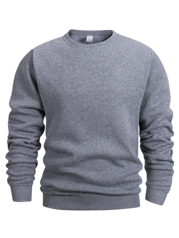 Men's Crew Neck Pullover Solid Color Large Sweatshirts Spring Autumn Outdoor Jogging Tops Men Casual Hoodies Streetwear — image 13