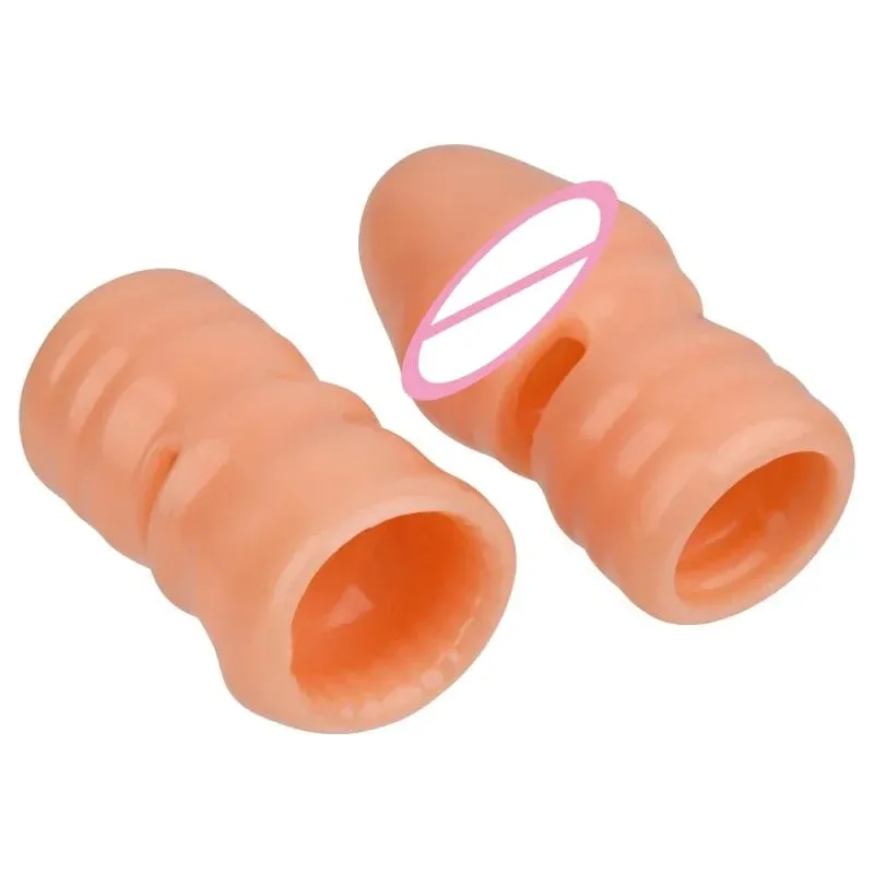 2 Pçs/set Manga Pênis Silicone Extensão Reutilizável Preservativo Atraso Ejaculação Ponto G Brinquedos Sexuais Anal Para Homens Sem Vibrador Sex Shop — image 1