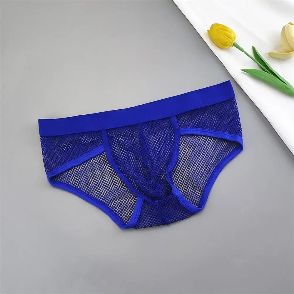 Cuecas masculinas de malha vazada com bolsa em U, cintura baixa, cuecas de biquíni transparentes, calcinhas respiráveis, tamanho grande — image 4