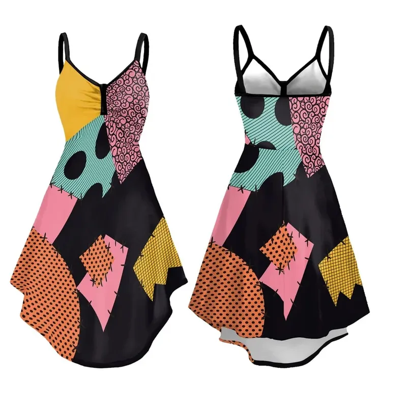 [You're My Secret] Halloween Nightmare Christmas Sally Dress Spaghetti Strap Women's Sexy Backless Dresses Patchwork Vestidos