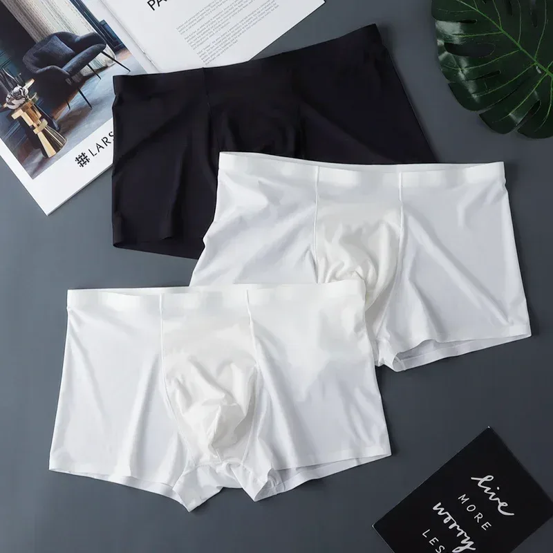 3PCS Mataas na Kalidad ng Panlalaking Ice Silk na Kasuotang Panloob sa Tag-init na Manipis Makahinga na Seamless na Panty Sexy na Panlalaking Panloob na Plus Size — image 18