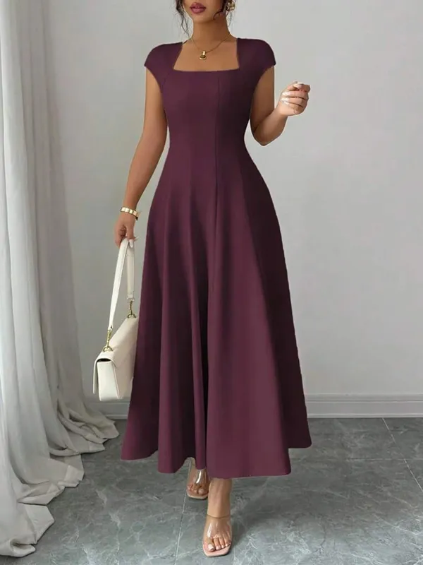2026 Fashion Elegant Evening Dress A-line Dresses For Woman Party Wedding Vestidos Temperament Short Sleeves Solid Color Banquet — image 11