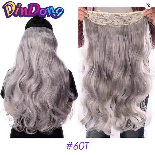 24 Inch Clips in Hair Extensions for Women Synthetic Long Natural Wavy Curly Hair in One Hairpiece Weft with Secure 4 Clips in