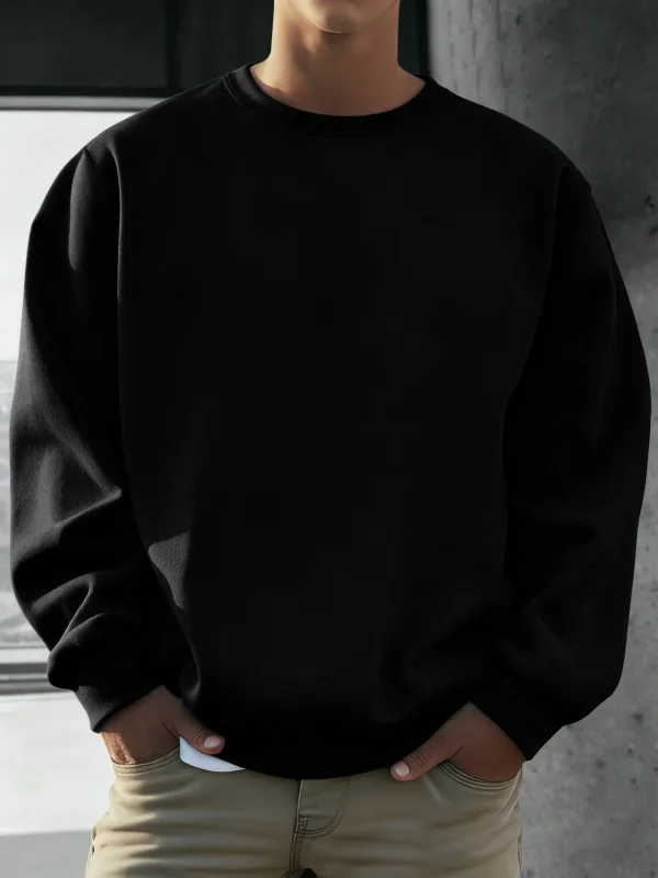 Solid Soft Pullovers Street Autumn Comfy Fleece Hoodies Office Jogging Loose Sweatshirts Casual Basics Daily Streetwear Of Men