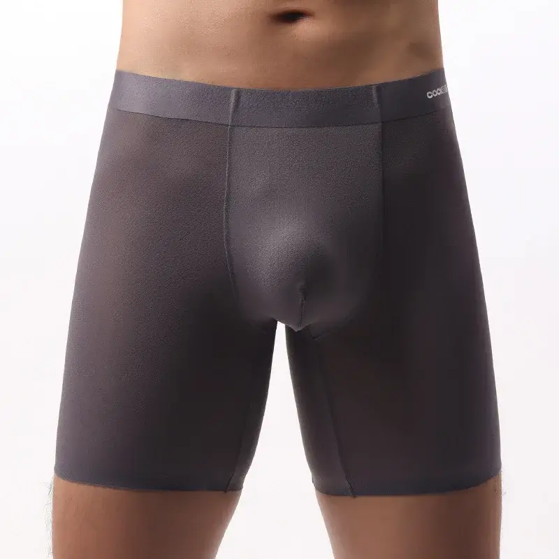 Ice Silk Långa boxershorts Herr Ultratunna Sportunderkläder som andas Sexiga genomskinliga trosor Man Snabbtorkande U Pouch kalsonger — image 2