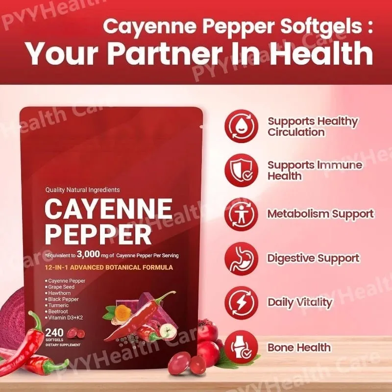 Cayennepeber softgels med druekerner Rødbede Gurkemeje Vitaminer D3 K2 E Urtetilskud — image 3